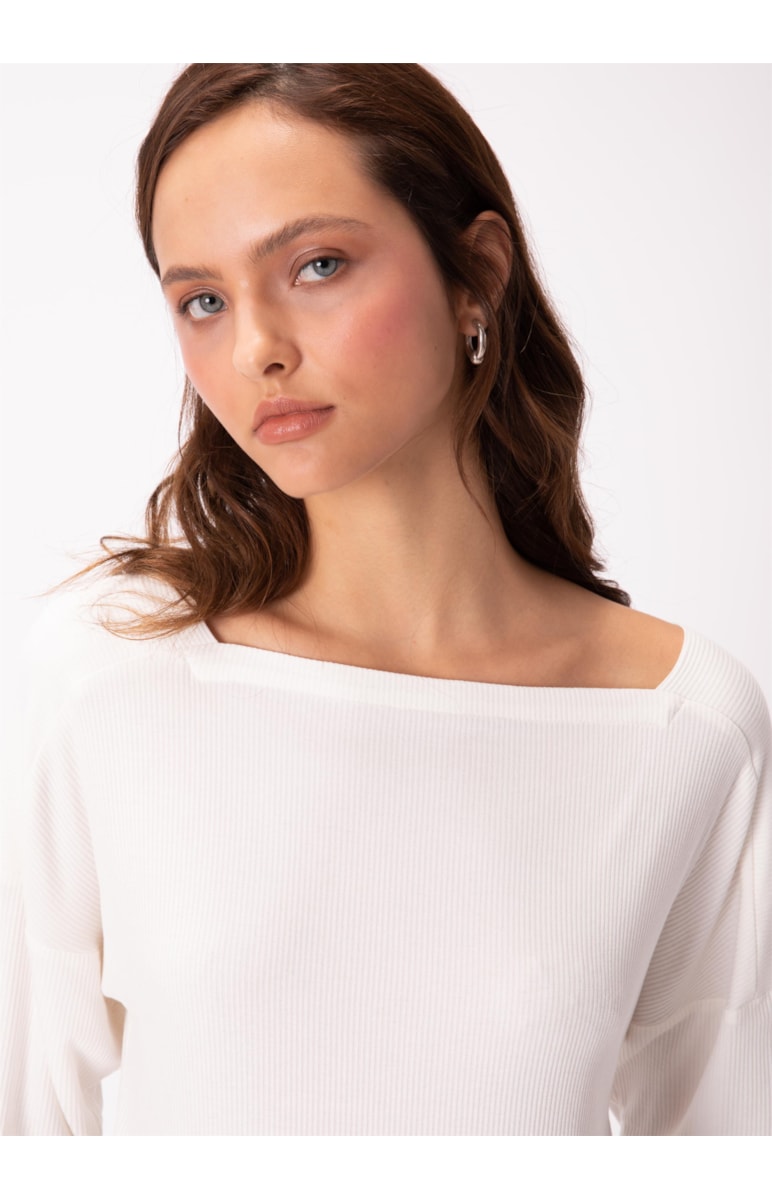 Blusa Lunar Decote Quadrado Ml Off White