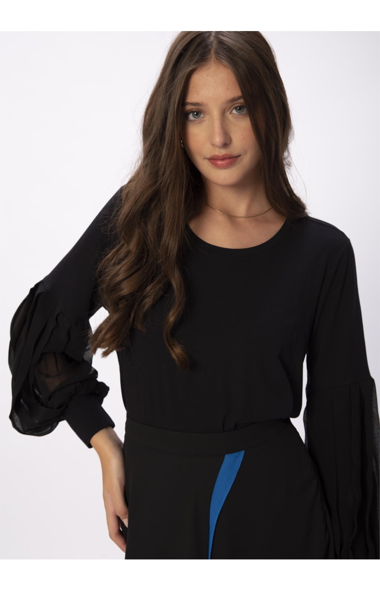 Blusa Malha Bufante Paint Drops Preto