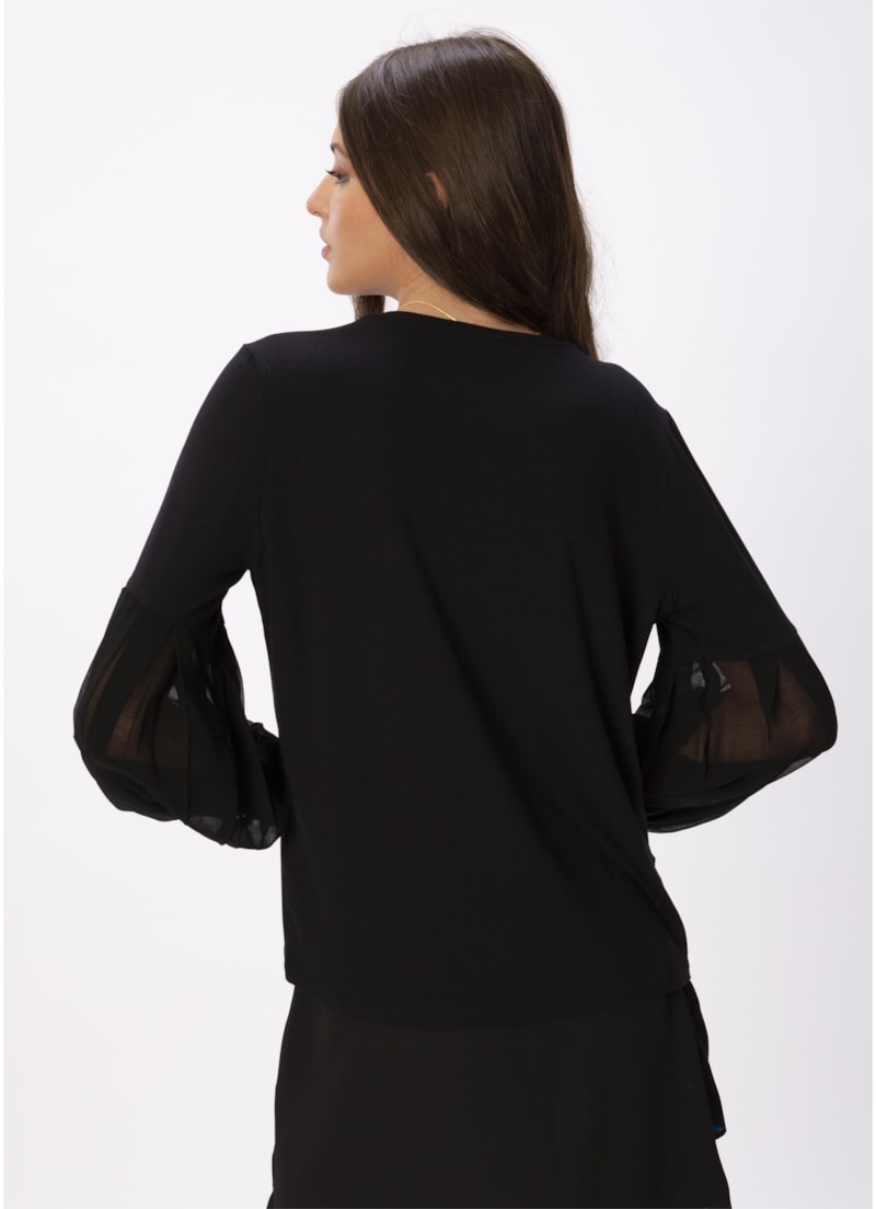 Blusa Malha Bufante Paint Drops Preto