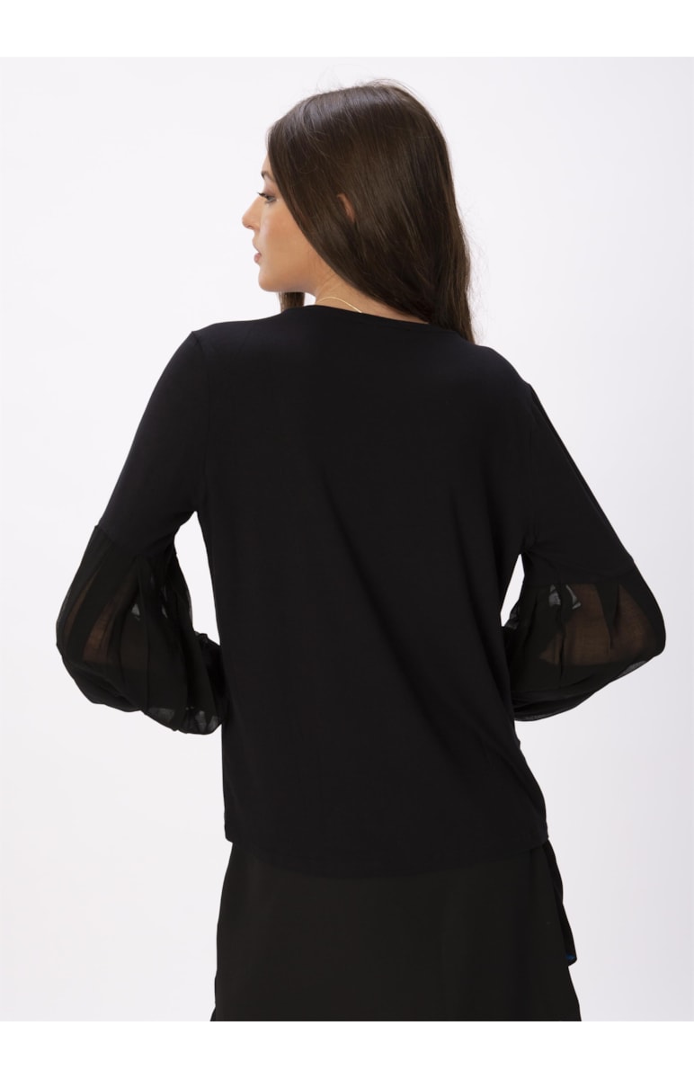 Blusa Malha Bufante Paint Drops Preto