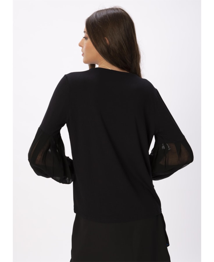 Blusa Malha Bufante Paint Drops Preto