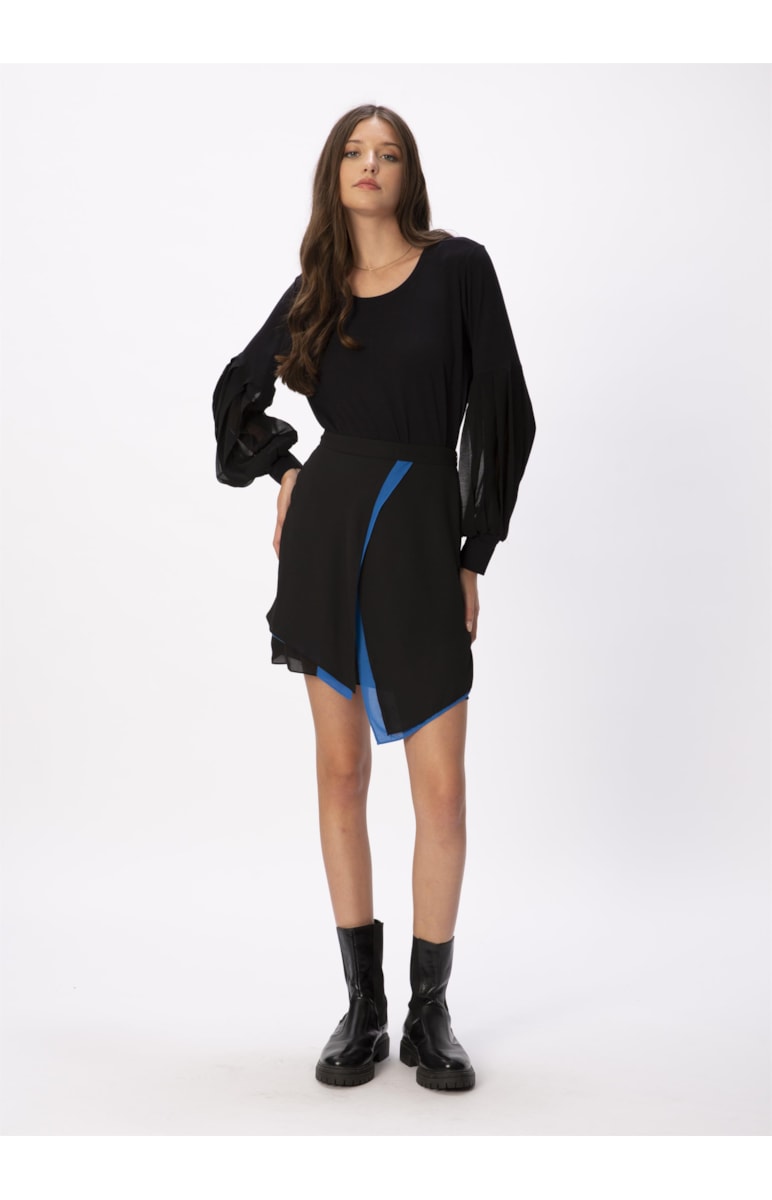Blusa Malha Bufante Paint Drops Preto