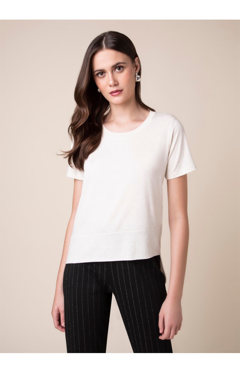 Blusa Malha Canelada Areia