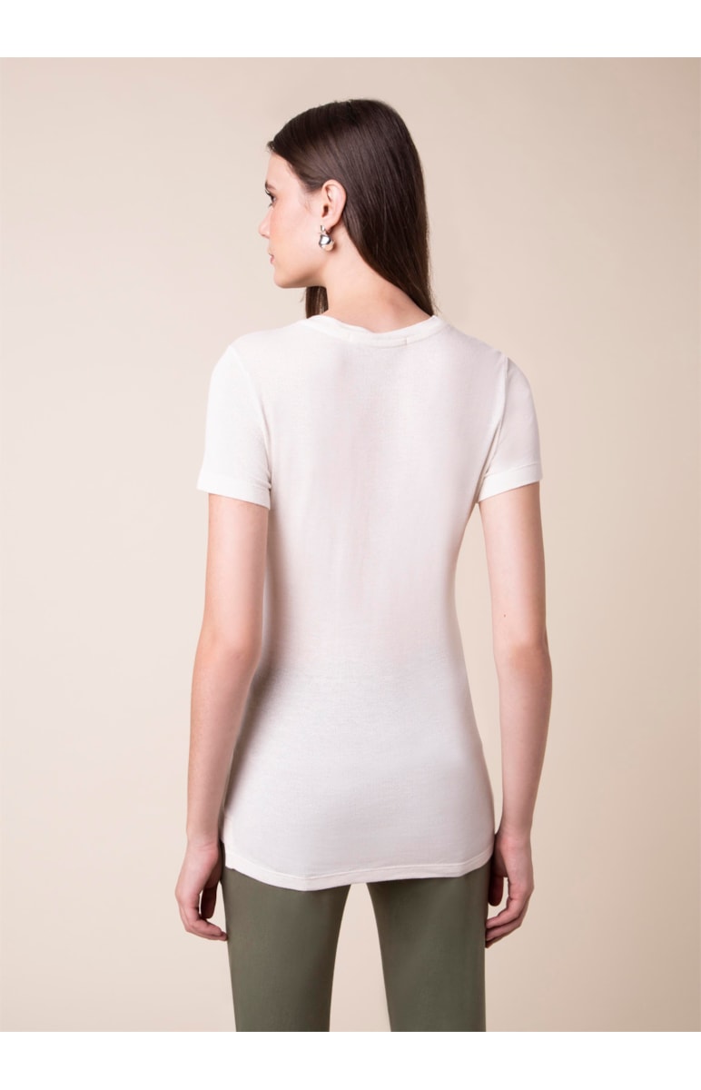 Blusa Malha Folhas Aplicadas Bege Mescla