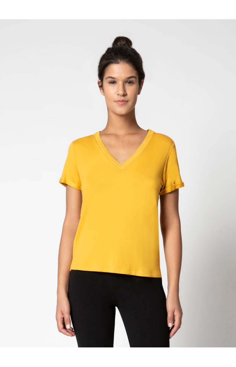 Blusa Malha Retillínea Mostarda