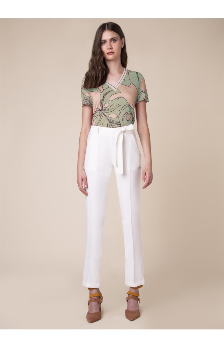 Blusa Malha Splitz Estampado Fundo Verde