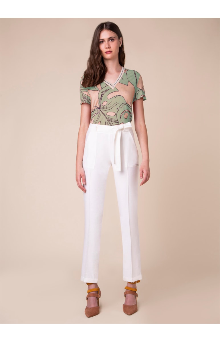 Blusa Malha Splitz Estampado Fundo Verde