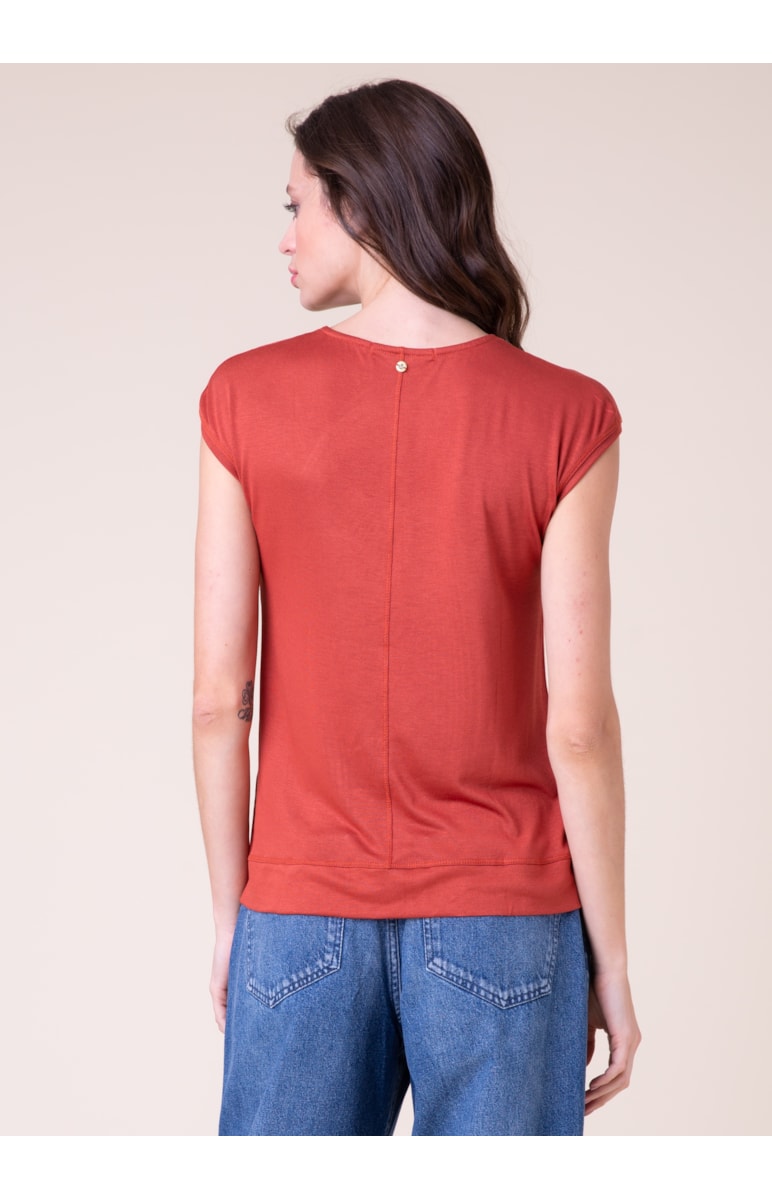 Blusa Malha Tricot Sleeveles Telha