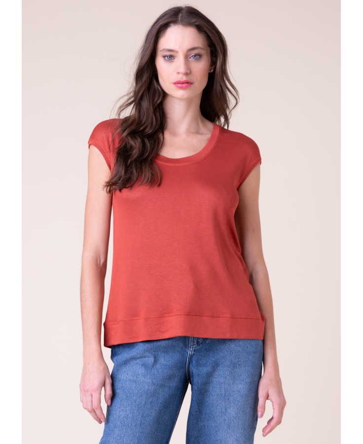 Blusa Malha Tricot Sleeveles Telha
