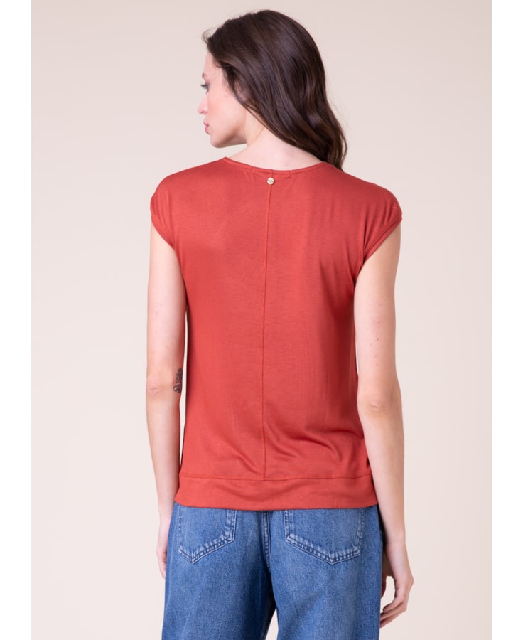 Blusa Malha Tricot Sleeveles Telha