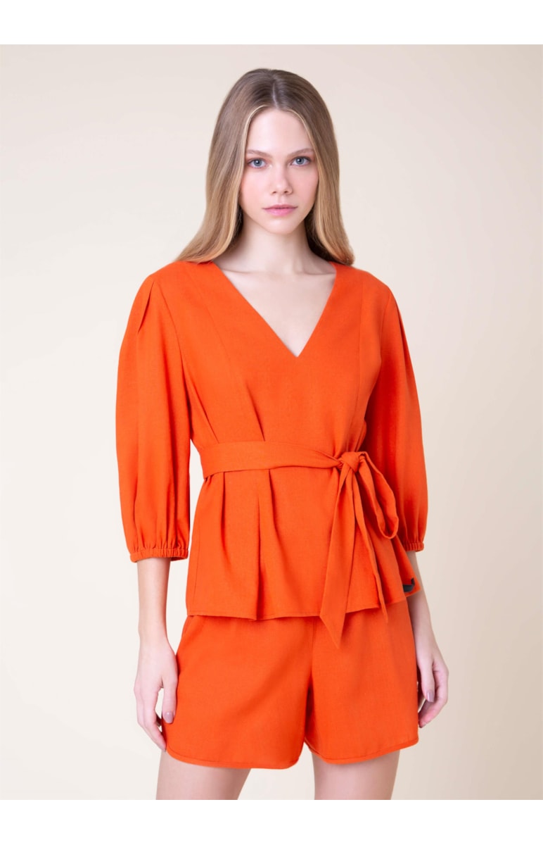 Blusa Manga Bufante Laranja
