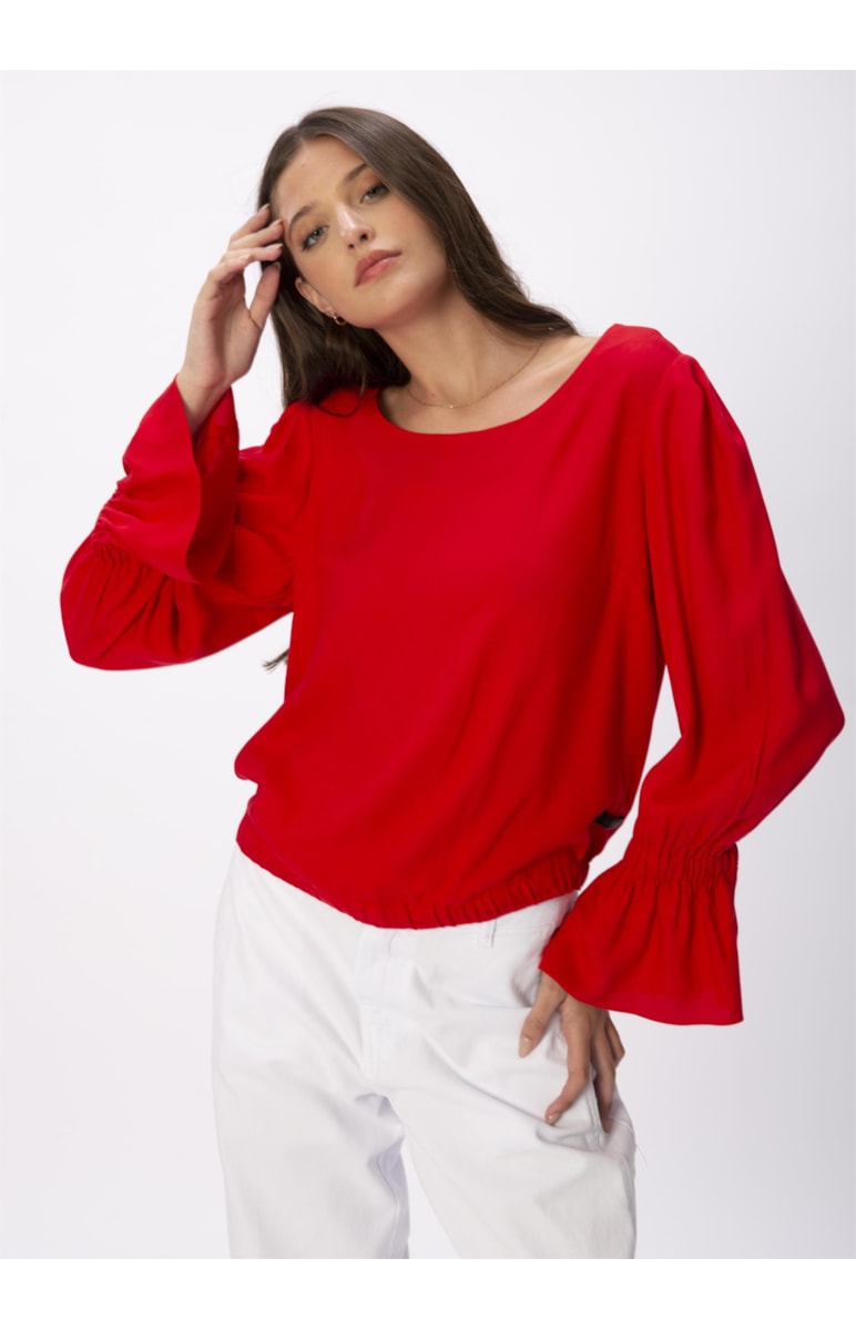 Blusa Manga Bufante Vermelho