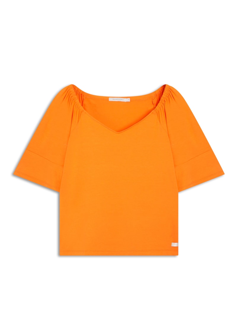 Blusa Manga Curta v Com Mangas Gode Laranja