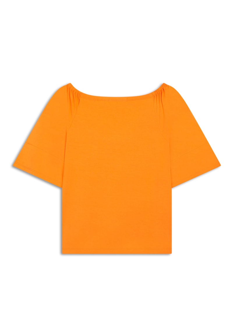 Blusa Manga Curta v Com Mangas Gode Laranja