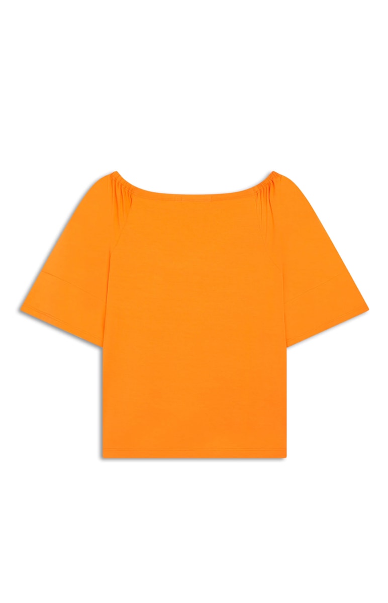 Blusa Manga Curta v Com Mangas Gode Laranja