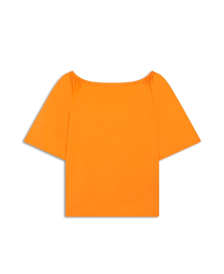 Blusa Manga Curta v Com Mangas Gode Laranja