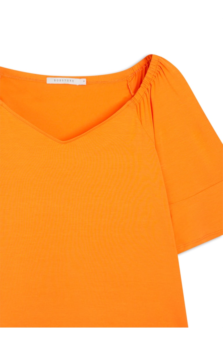 Blusa Manga Curta v Com Mangas Gode Laranja
