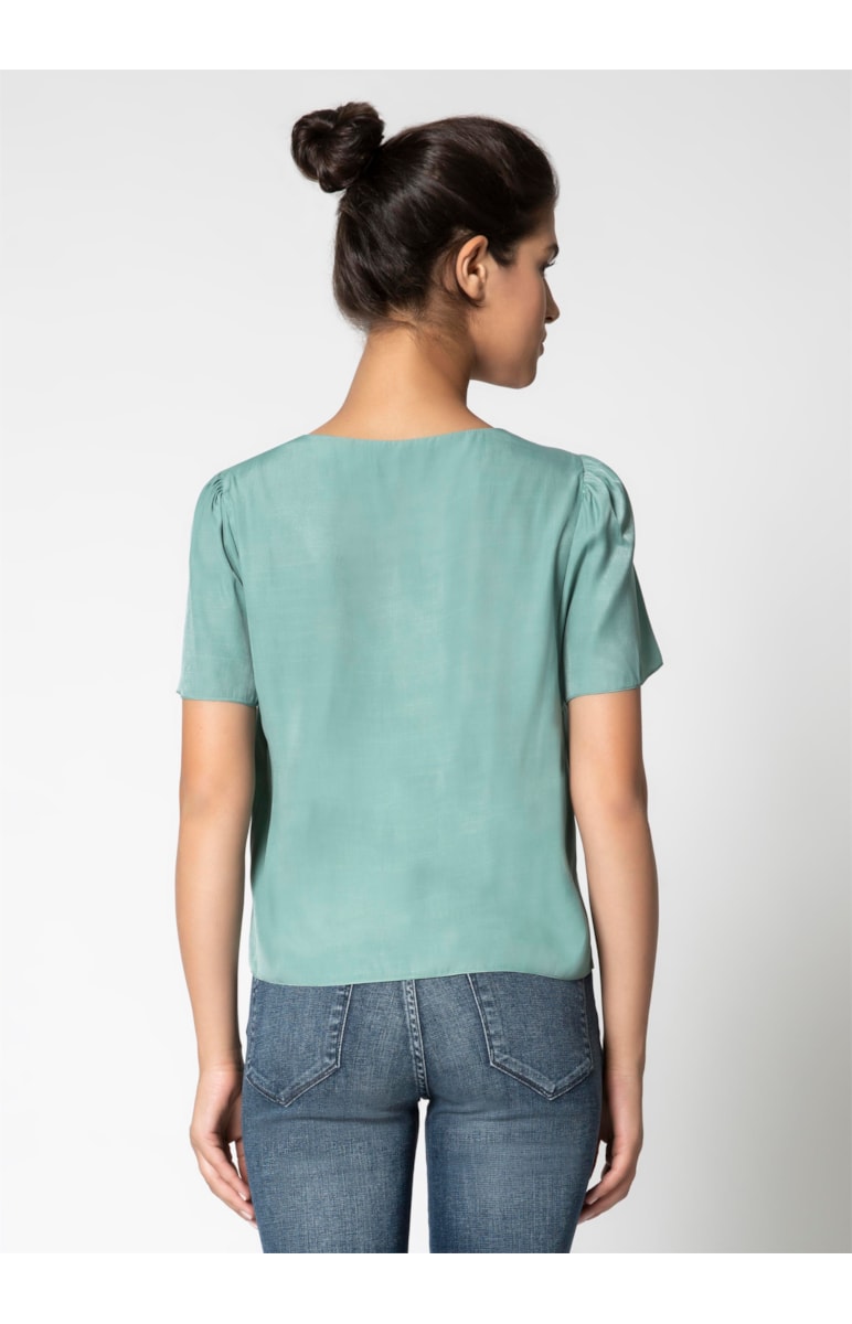 Blusa Mc Decote Quadrado Verde Maca