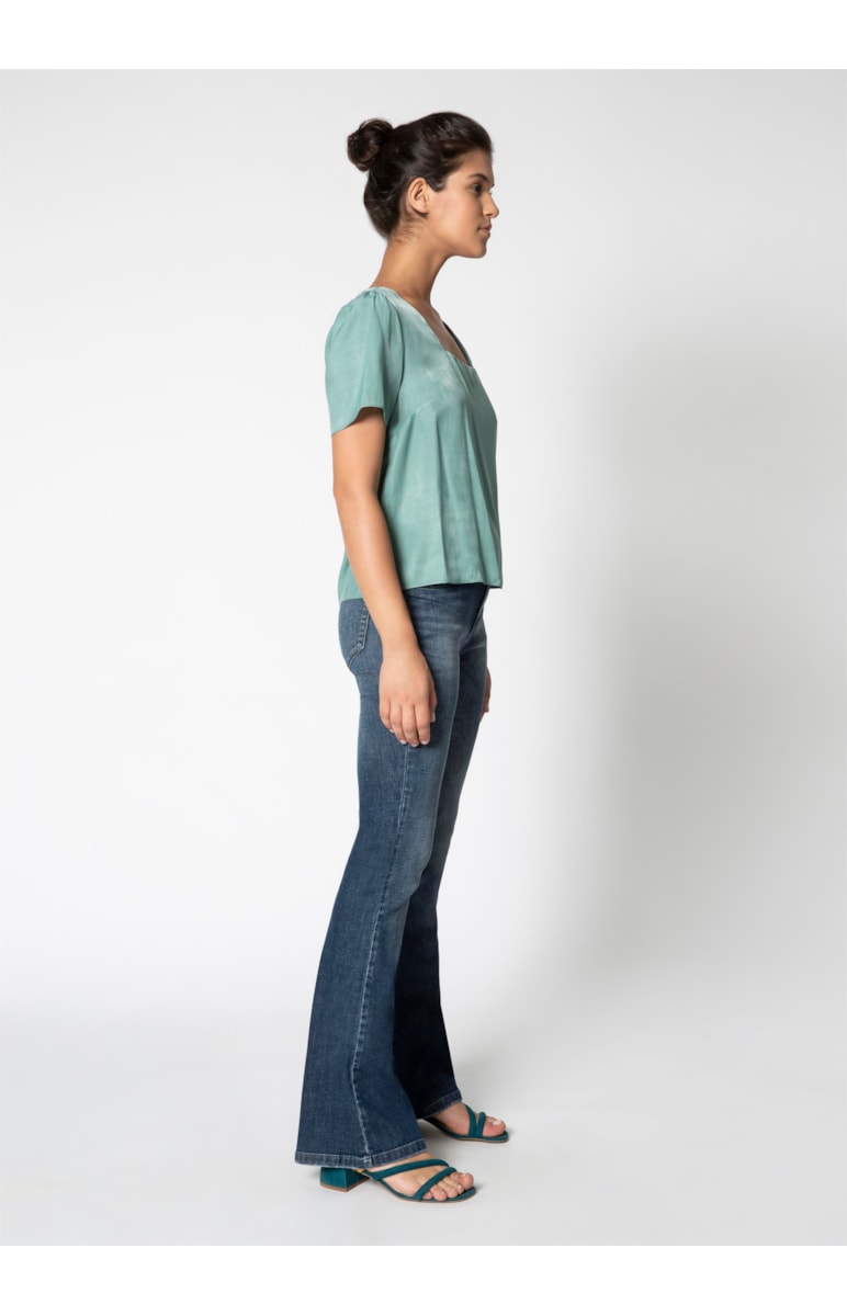 Blusa Mc Decote Quadrado Verde Maca
