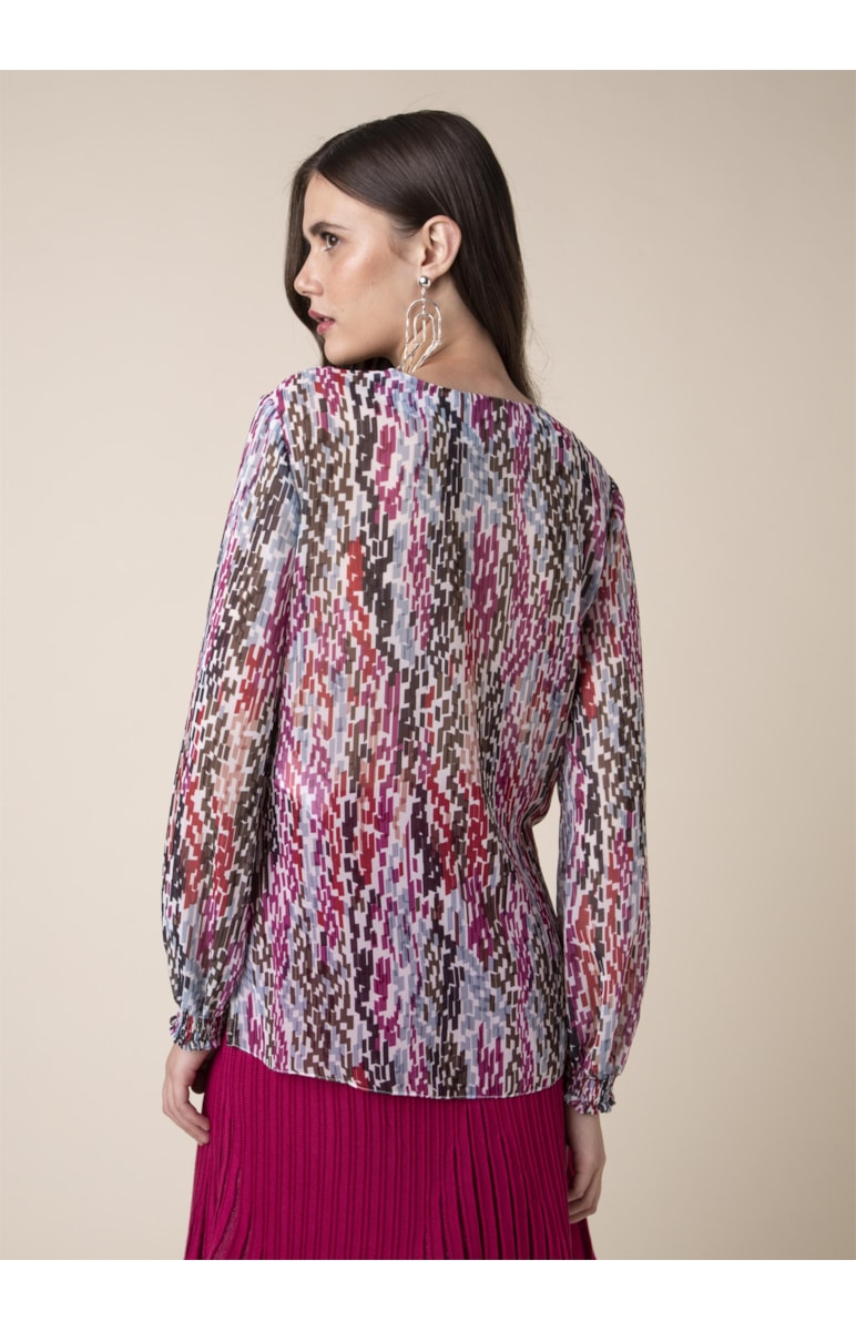 Blusa Mini Geométrica Estampado Magenta