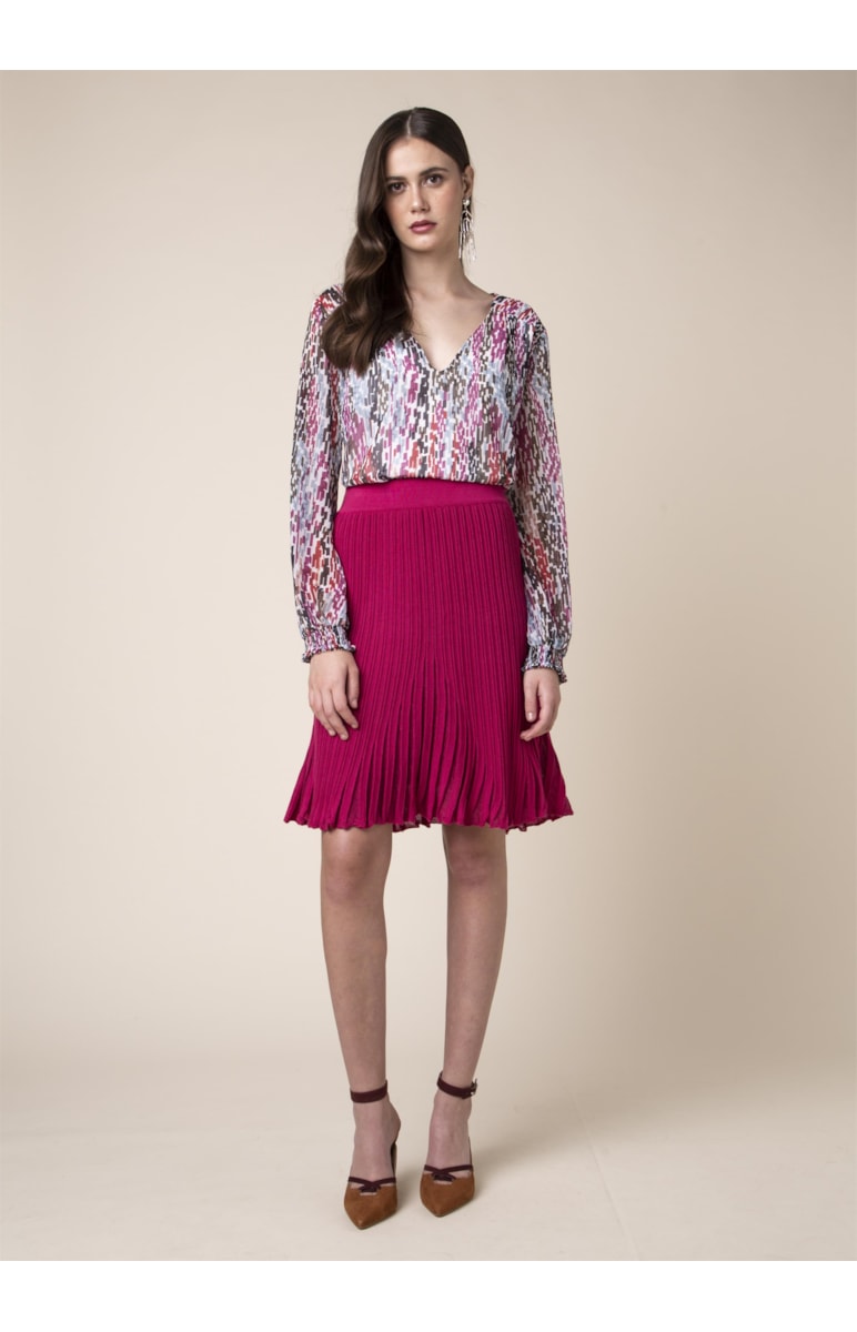 Blusa Mini Geométrica Estampado Magenta