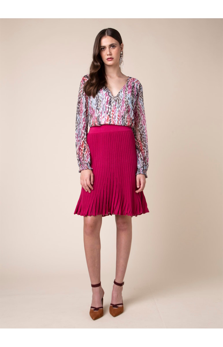 Blusa Mini Geométrica Estampado Magenta