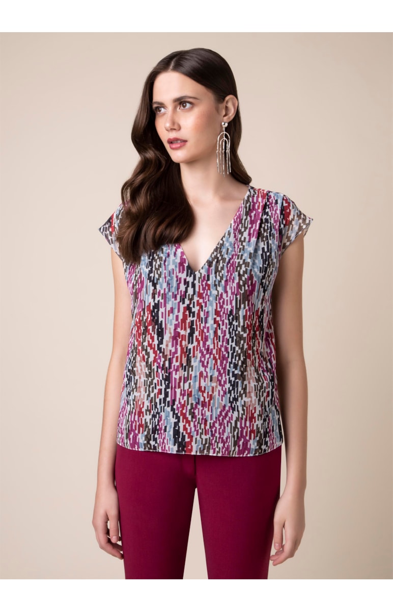 Blusa Mini Geométrica Estampado Magenta