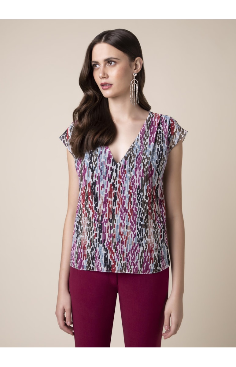 Blusa Mini Geométrica Estampado Magenta