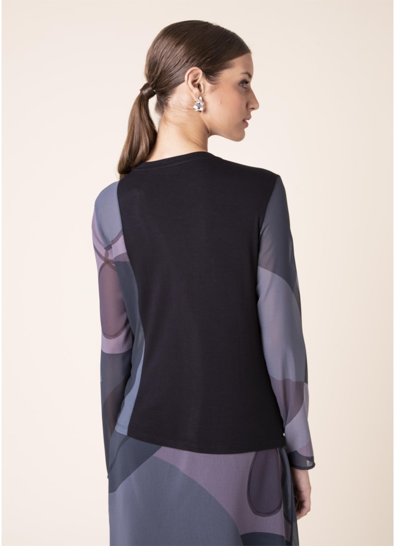 Blusa Mistura Organic Geometry Estampa Geometry Fundo Marinho