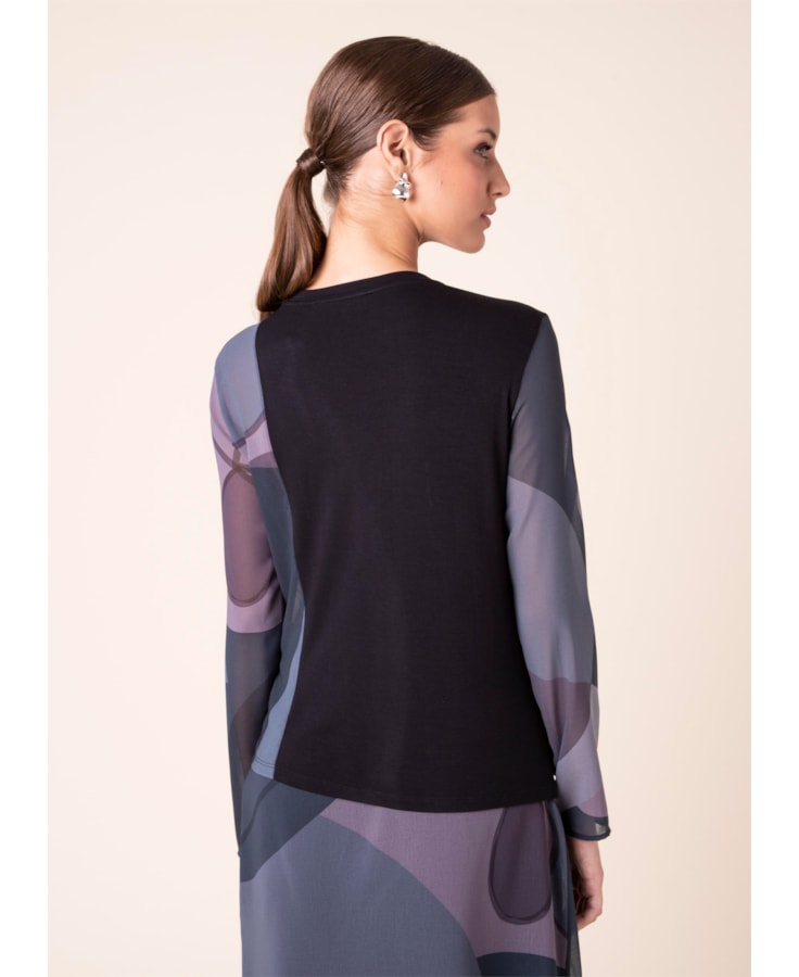 Blusa Mistura Organic Geometry Estampa Geometry Fundo Marinho