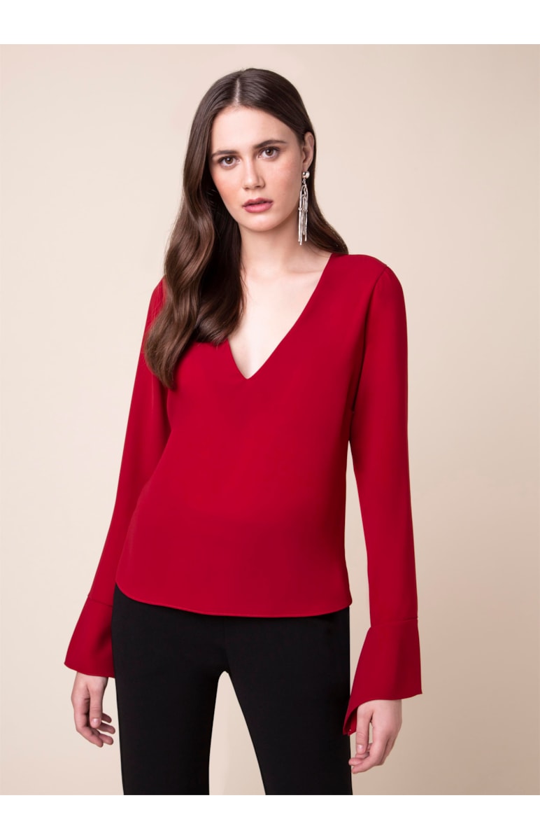 Blusa Ml Detalhe Punho Vinho