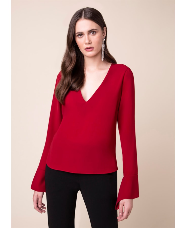 Blusa Ml Detalhe Punho Vinho