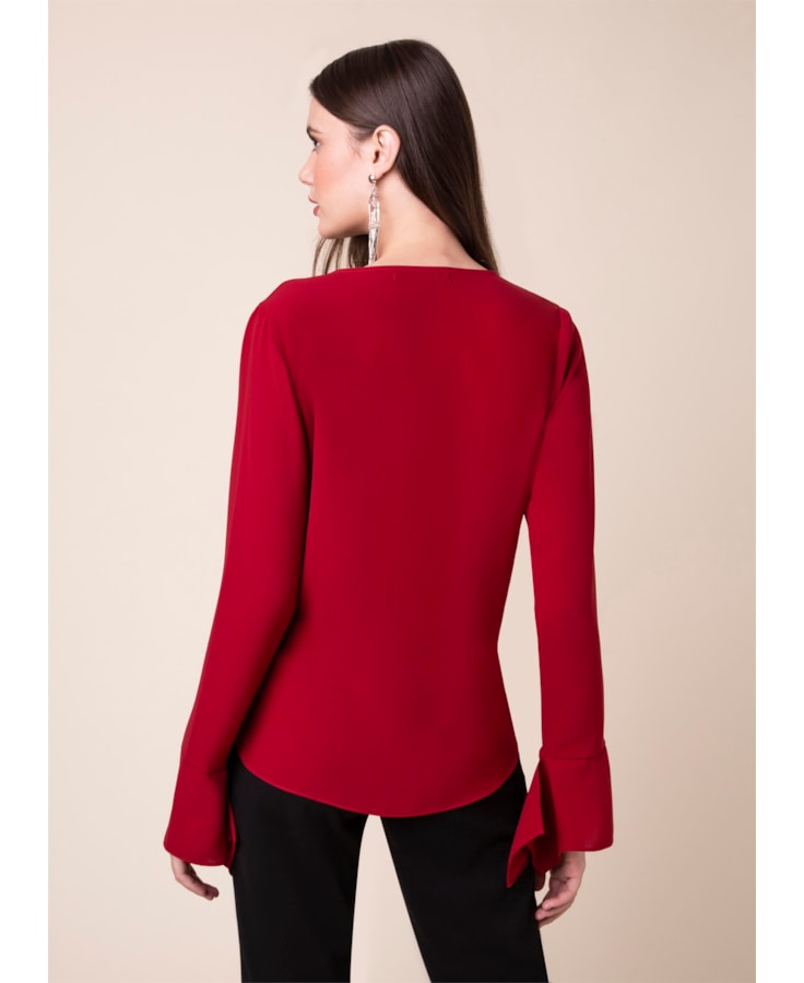 Blusa Ml Detalhe Punho Vinho