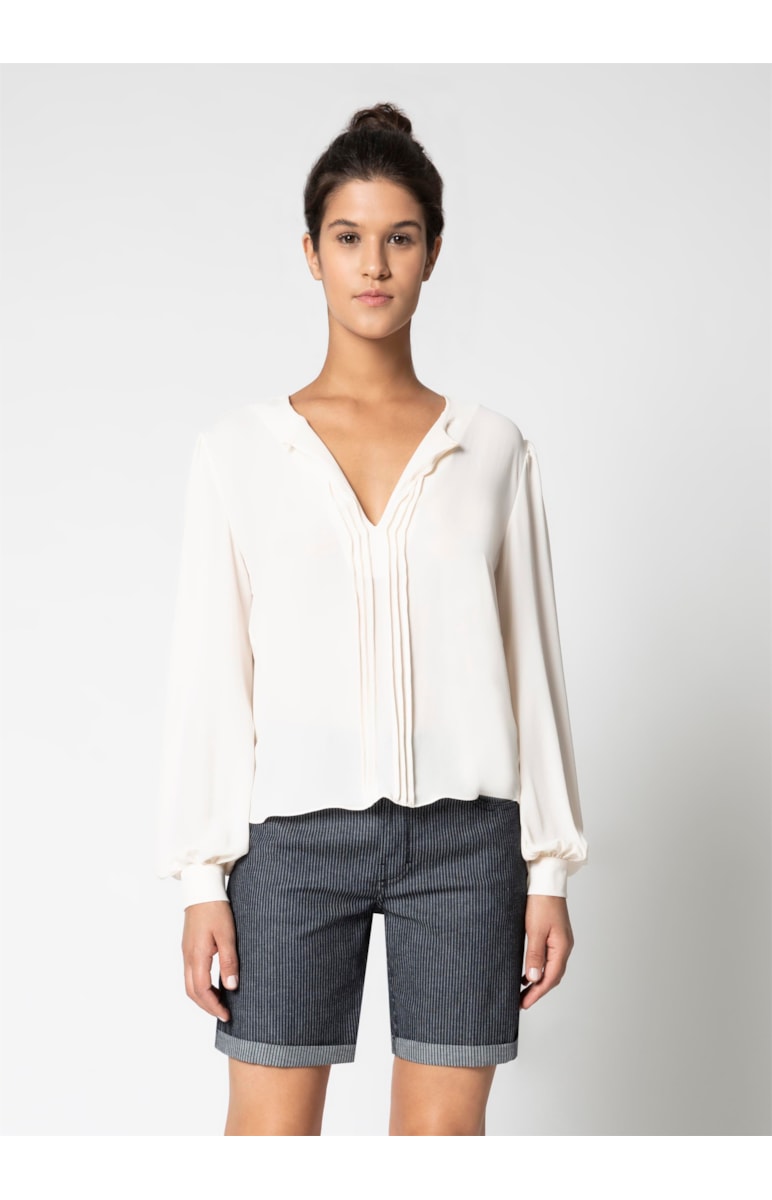 Blusa Ml Pregas Bege