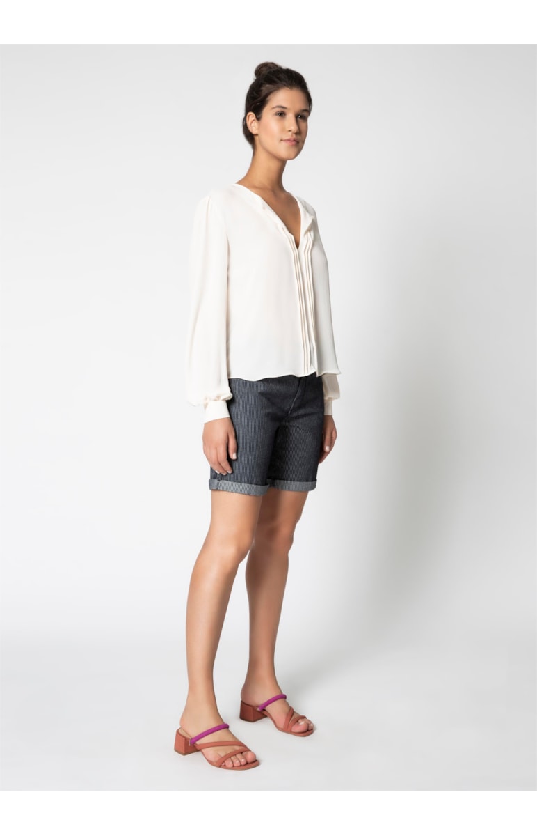 Blusa Ml Pregas Bege
