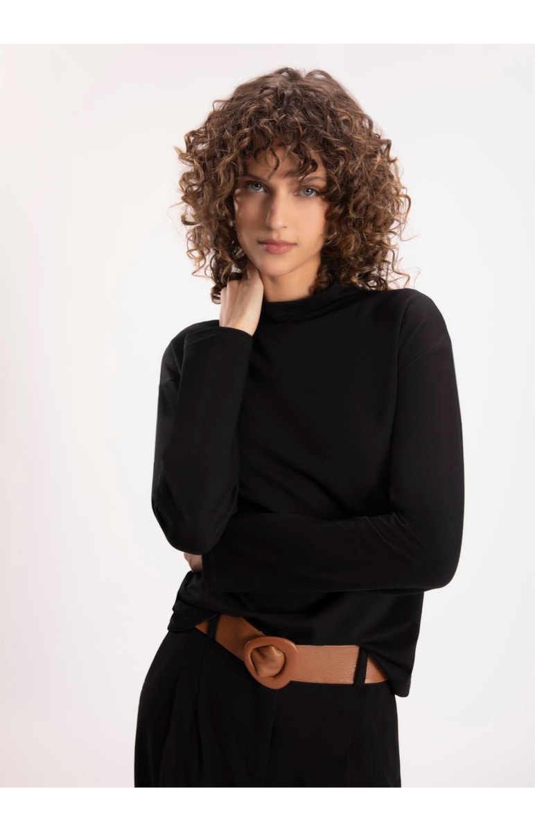 Blusa Moletinho Heavy Manga Longa Preto