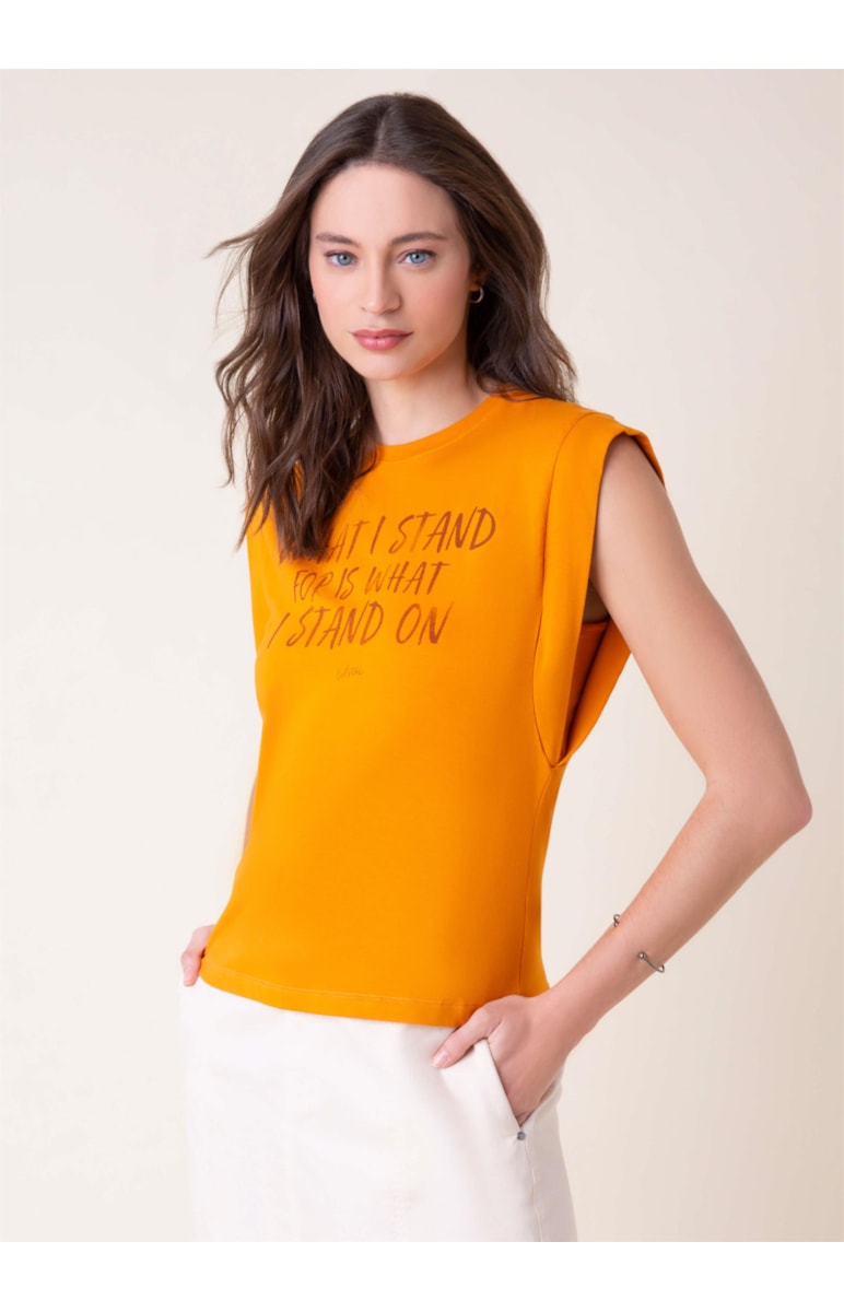 Blusa Moletinho Sleeveless Laranja