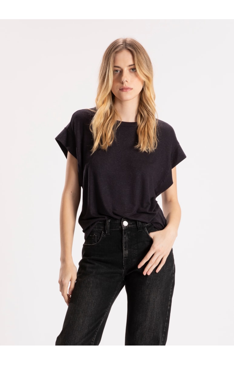 Blusa New Viscolinho Mc Preto