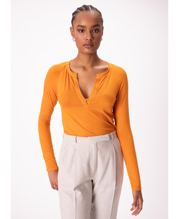 Blusa New Viscolinho Ml Mostarda