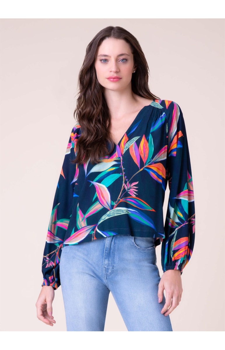 Blusa Night Flowers Marinho