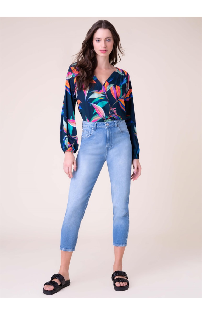 Blusa Night Flowers Marinho