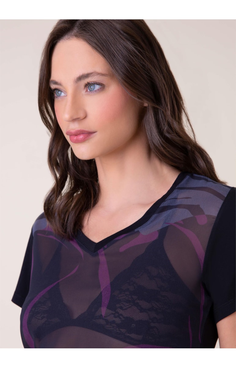 Blusa Organic Geometry Estampa Geometry Fundo Marinho