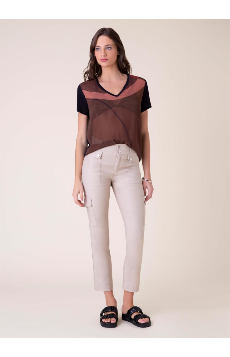 Blusa Organic Geometry Estampa Geometry Fundo Vinho