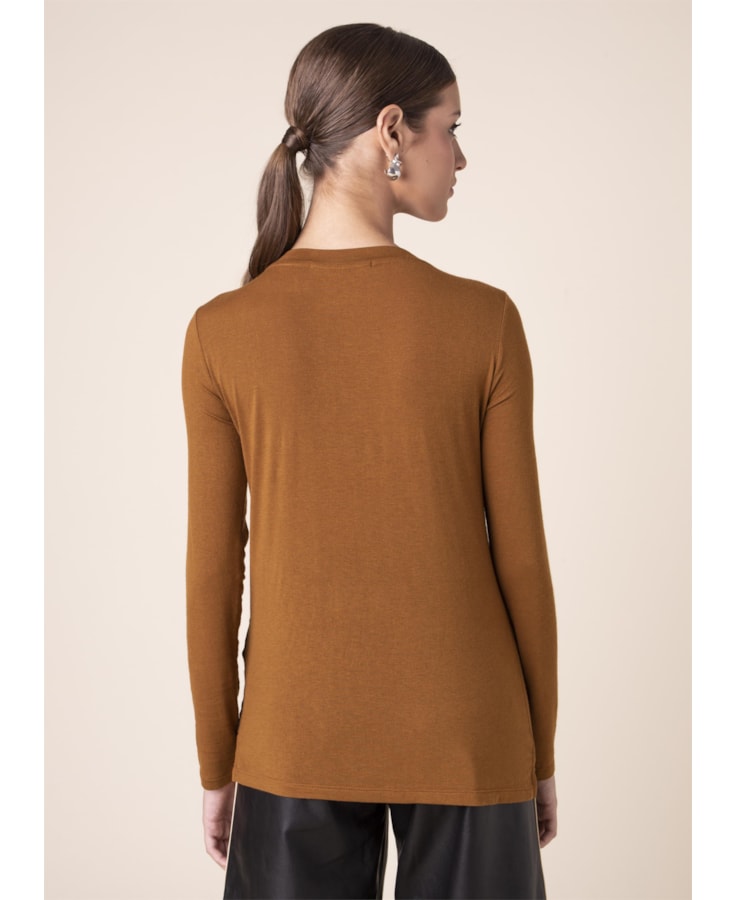 Blusa Pedras Decote v Caqui