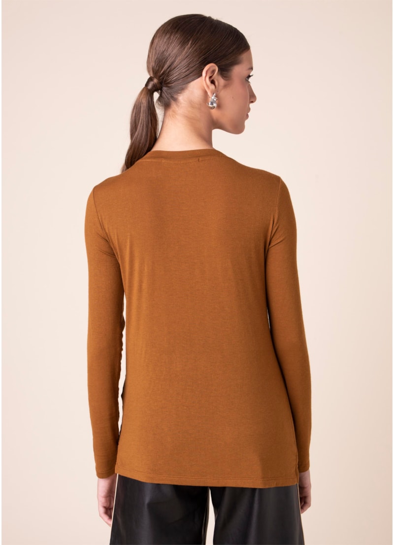 Blusa Pedras Decote v Caqui