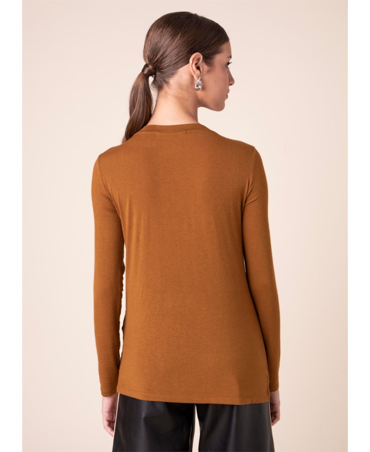 Blusa Pedras Decote v Caqui