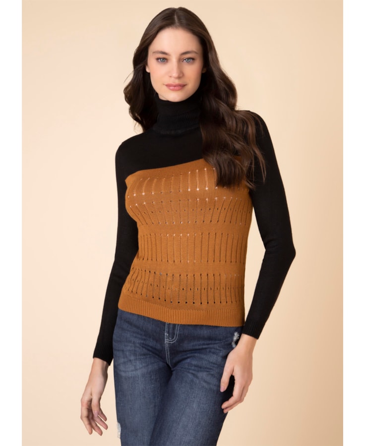 Blusa Ponto Corrente Camel