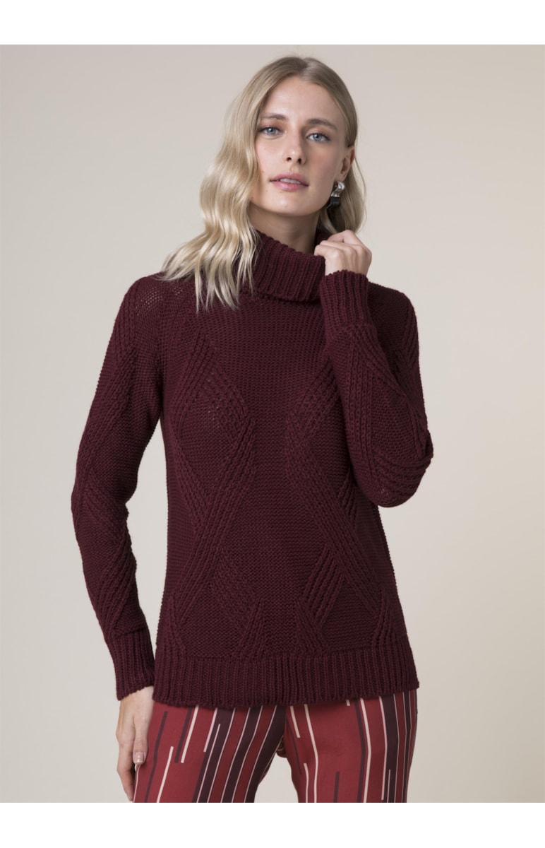 Blusa Ponto Losango Corrente Dark Wine