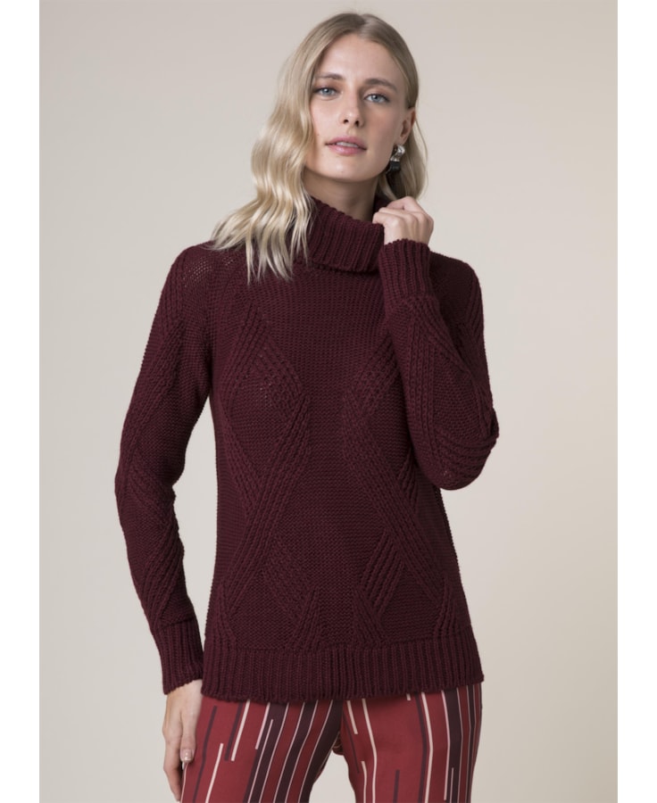 Blusa Ponto Losango Corrente Dark Wine