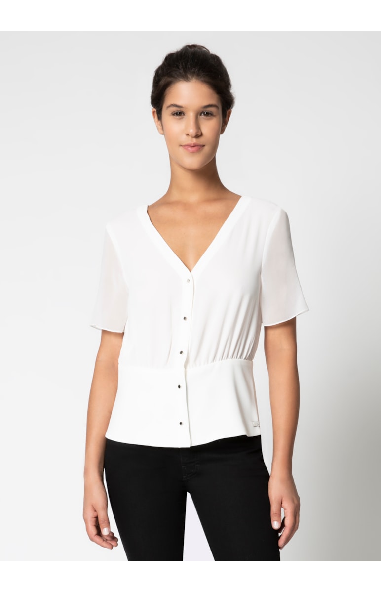 Blusa Pregas Botões Off White